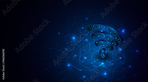 Abstract wifi symbol. Concept of communication technology, internet signal or wireless connection.	