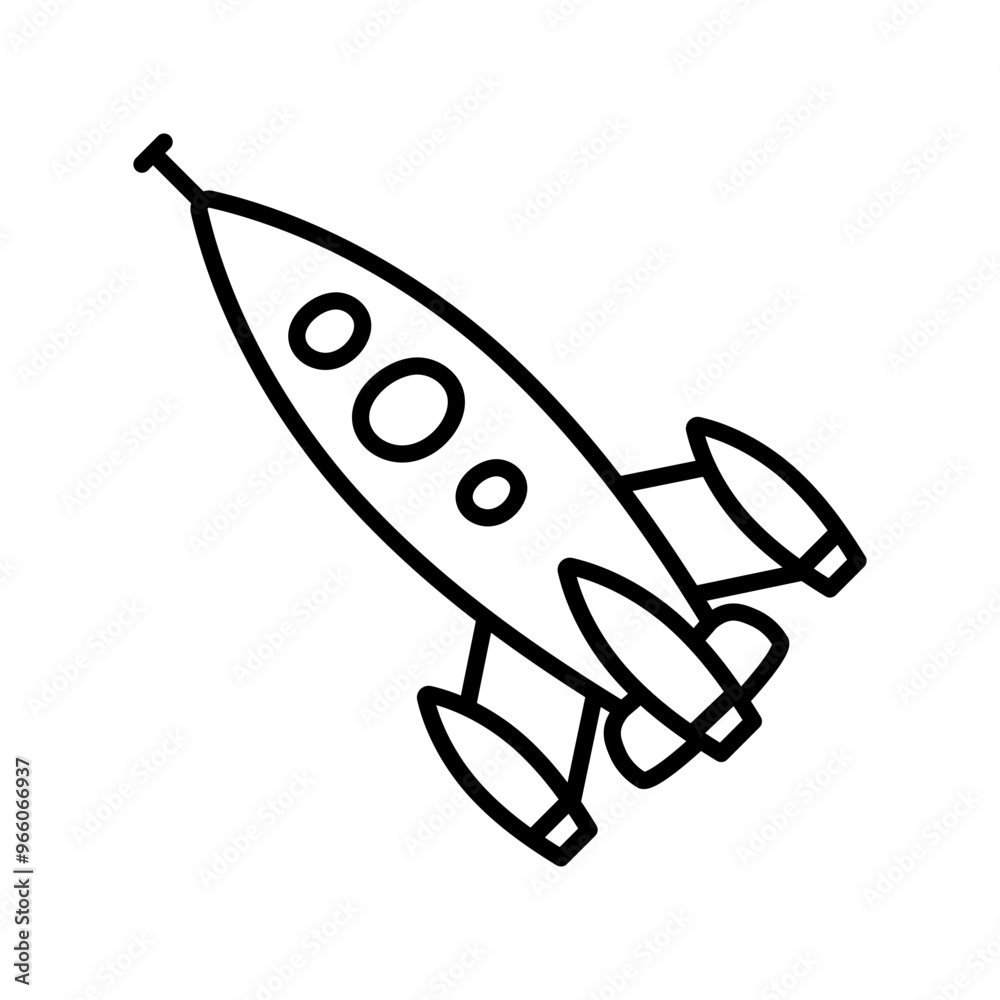 Toy Rocket Outline Icon, Vector illustration Toy Rocket Outline Icon, Vector illustration
