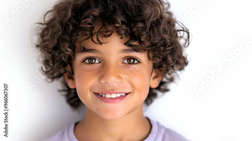 Portrait Smiling Boy Purple Shirt