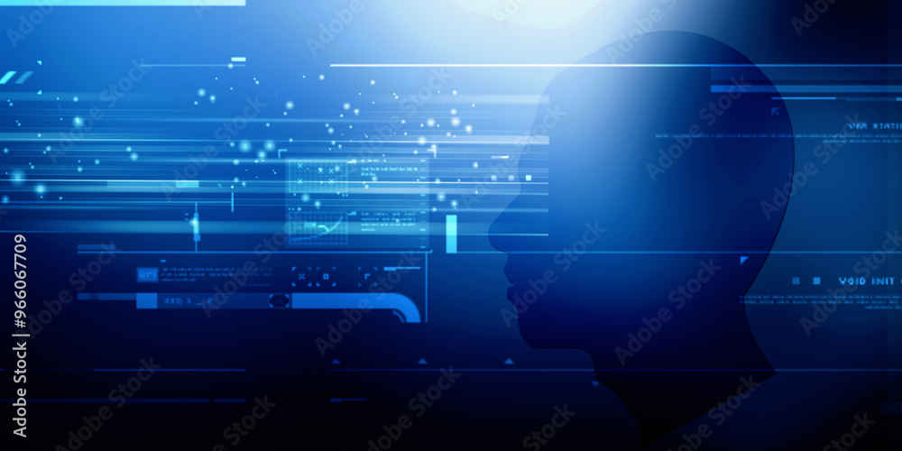 Fototapeta premium 2d illustration digital Artificial mind concept