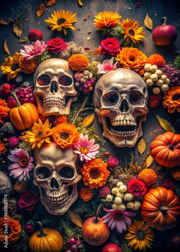 A Vibrant and Spooky Halloween Background with Festive Elements Ideal for Holiday Celebrations and Themed Events