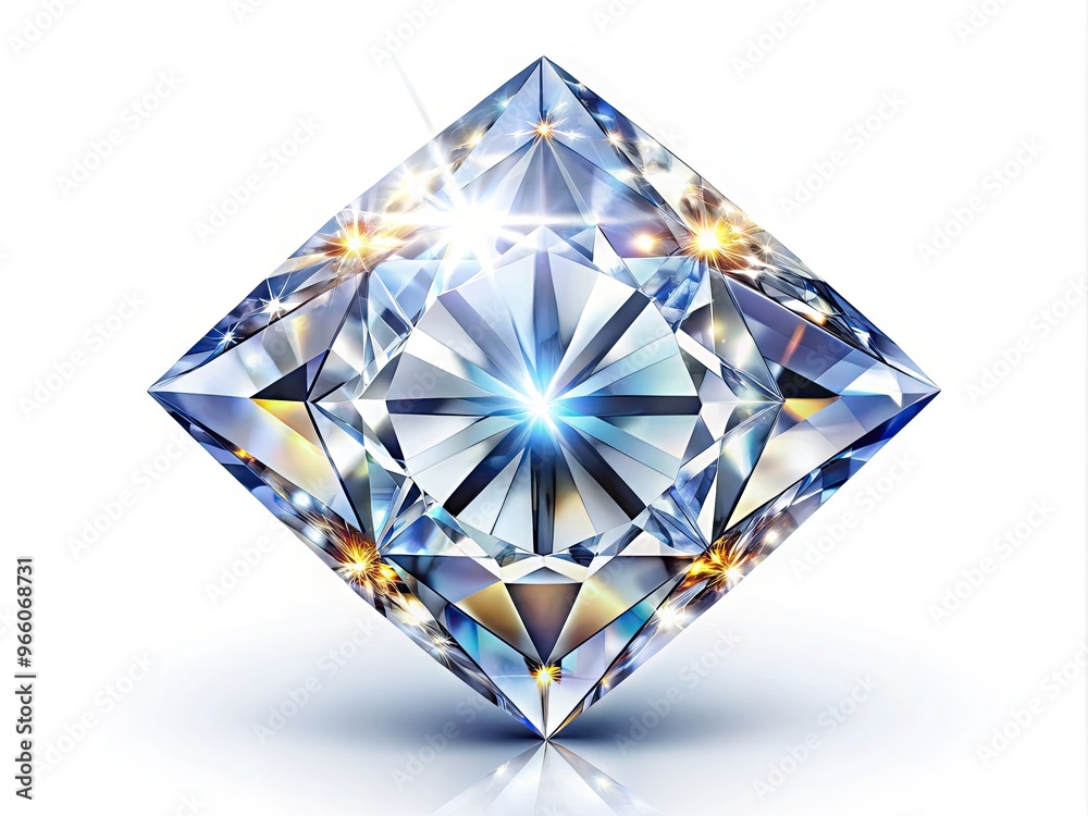 Elegant illustration of a sparkling diamond formed by intricate lines and geometric shapes, set against a clean white background, evoking luxury and sophistication. Elegant illustration of a sparkling diamond formed by intricate lines and geometric shapes, set against a clean white background, evoking luxury and sophistication.