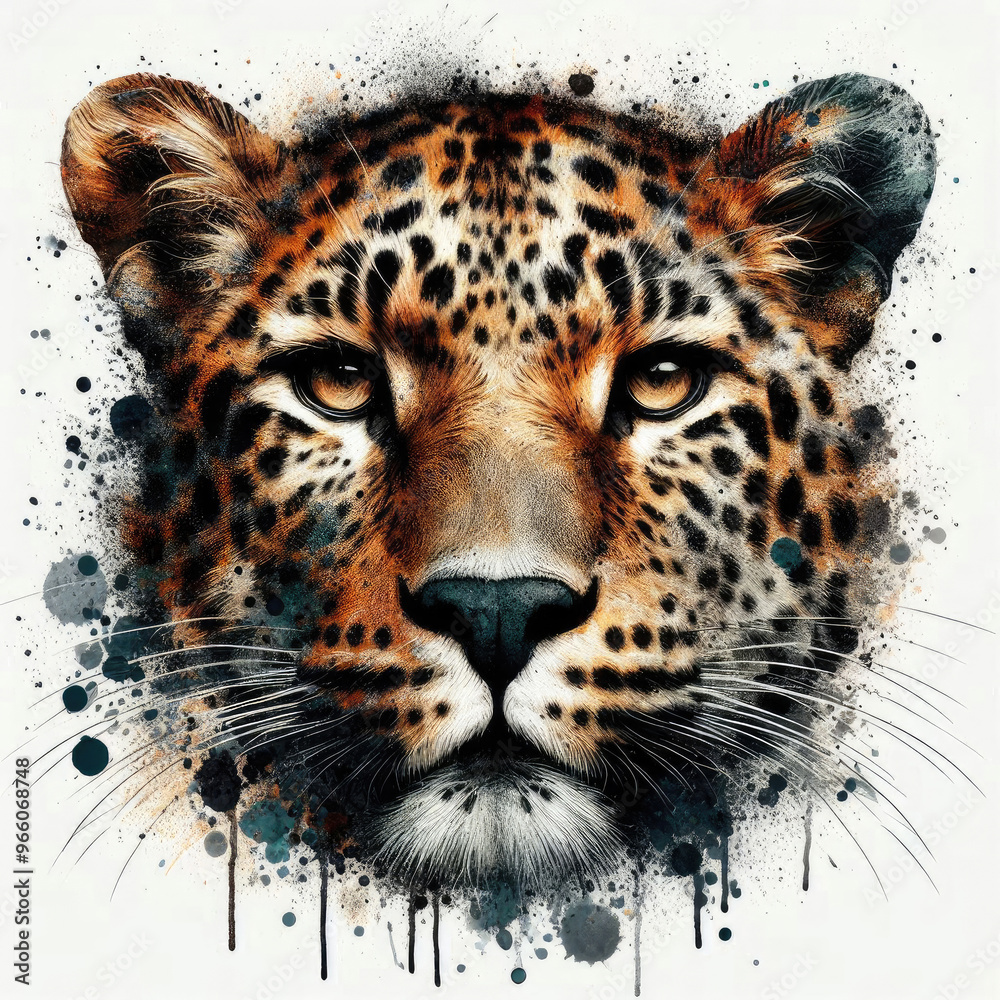 Obraz premium illustration painting of leopard head