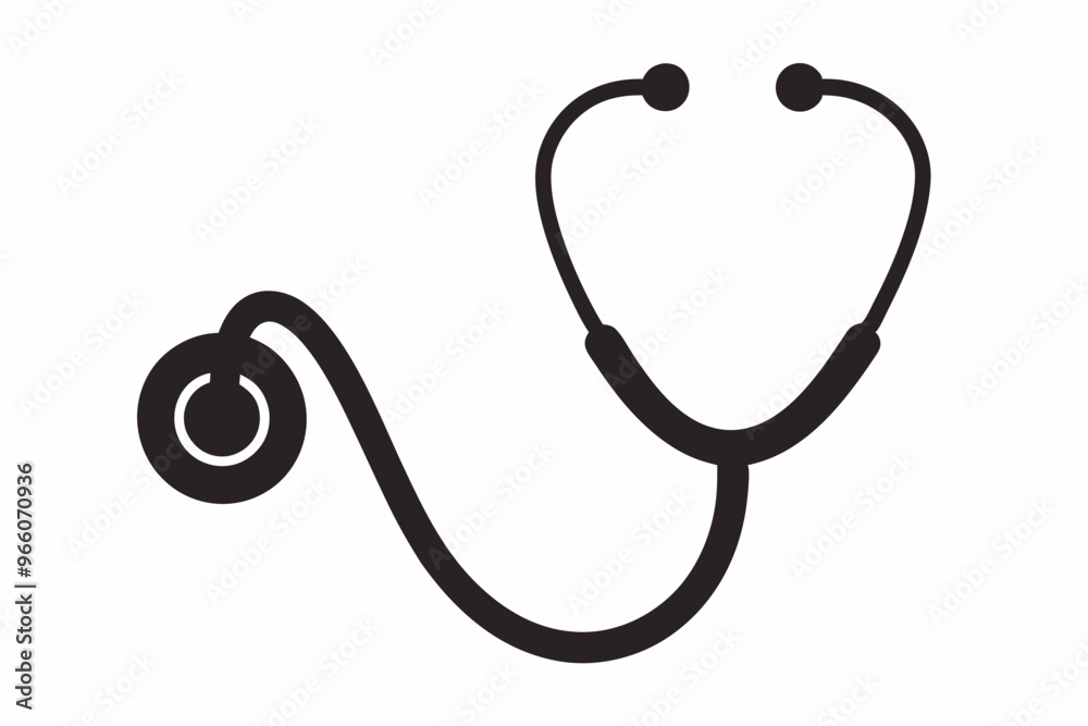 
medical stethoscope icon, Stethoscope black silhouette vector

