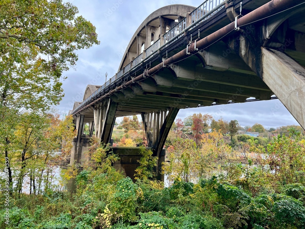 Fototapeta premium Bridge over the river in the fall. 