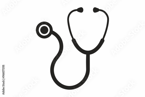  medical stethoscope icon, Stethoscope black silhouette vector 