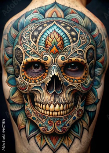 Intricate Skull Abstract Pattern Tattoo Design Suitable for Creative Projects and Body Art Inspiration