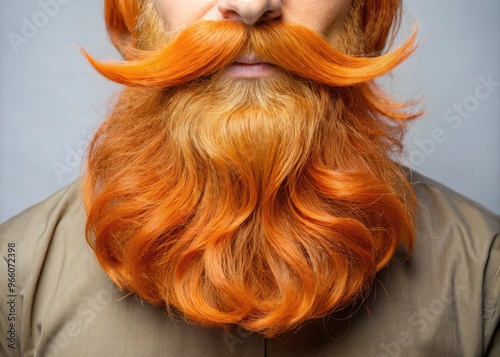 Ginger-Colored Artificial Facial Hair Accessory For A Costume Or Disguise, Designed To Resemble A Real Beard. photo