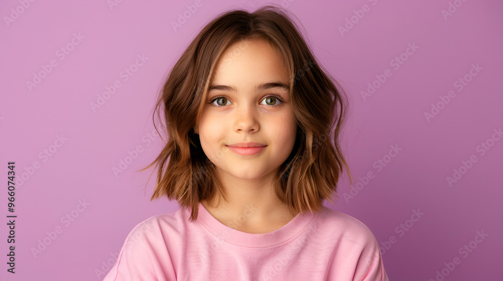 Portrait Lovely Young Girl Arms Hold Empty Space Portrait Lovely Young Girl Arms Hold Empty Space