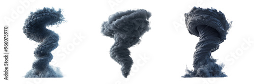 Whirlwind and smoke swirl effect in black isolated on transparent background photo