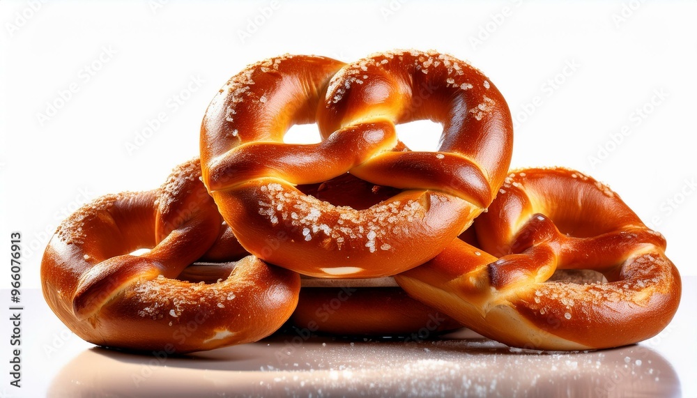 A pile of freshly baked, salted pretzels. A pile of freshly baked, salted pretzels.