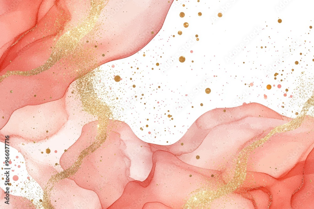 Watercolor background with dusty blush stains and cracks, pastel marble alcohol ink drawing effect with gold metallic foil. Modern wedding invitation illustration. Watercolor background with dusty blush stains and cracks, pastel marble alcohol ink drawing effect with gold metallic foil. Modern wedding invitation illustration.