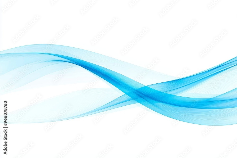 Naklejka premium Flow line of blue waves isolated on white. Wavy fluid pattern design. Concept for presentation, banner, or backdrop. Illustration of soft dynamic swoosh for a modern presentation, banner, or