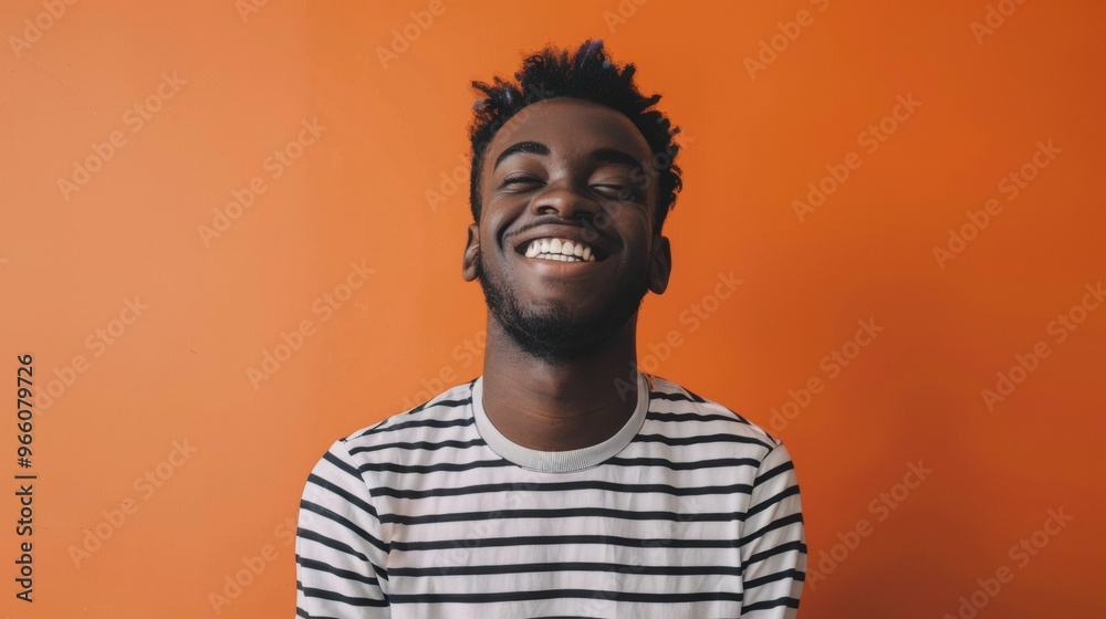 Fototapeta premium portrait of a black man on orange background