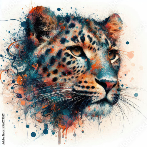 illustration painting of leopard head photo