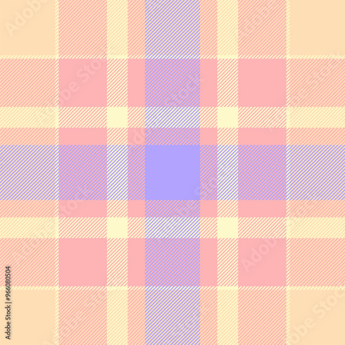 Internet texture tartan check, warm fabric vector seamless. List textile pattern background plaid in light and peach puff colors.