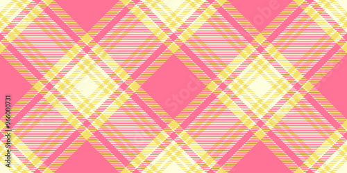 No people texture pattern vector, mix textile check plaid. Installing background tartan fabric seamless in red and light yellow colors.