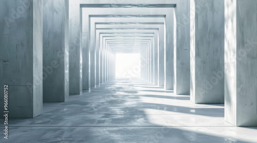 Grey Geometric Corridor, Generative AI Illustration