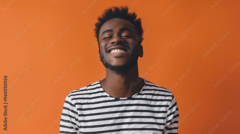 Fototapeta premium portrait of a black man on orange background