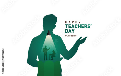 Happy Teacher's day concept vector illustration background. Creative teacher's day vector education concept.
