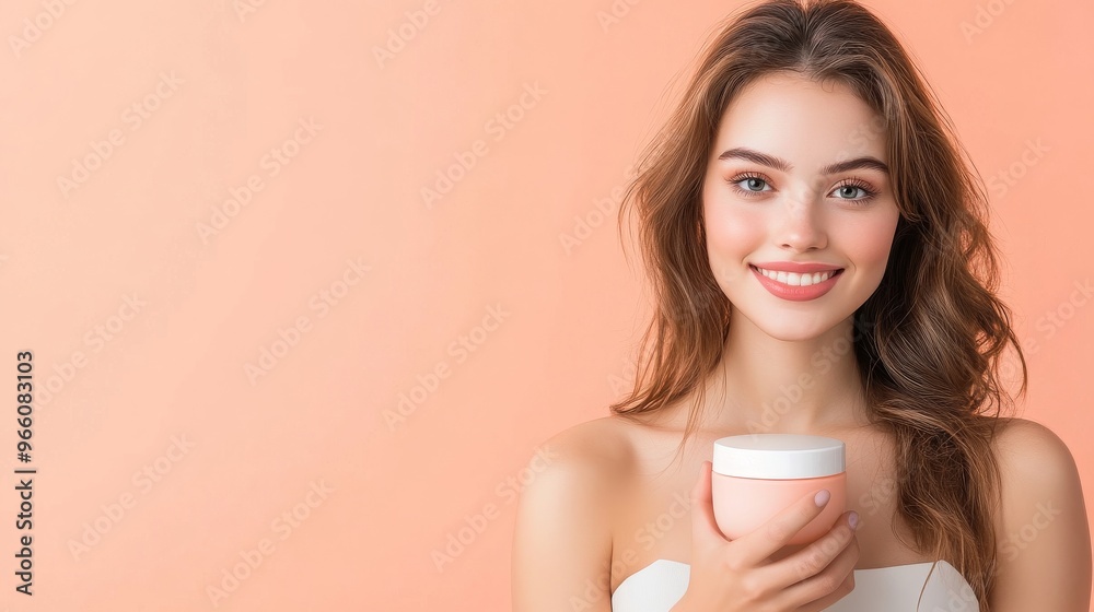 Graceful Model Poses with Beauty Product in Captivating Photoshoot Graceful Model Poses with Beauty Product in Captivating Photoshoot