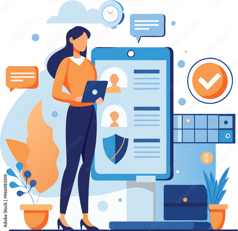 Data protection. Data security and privacy and internet security, flat vector modern illustration