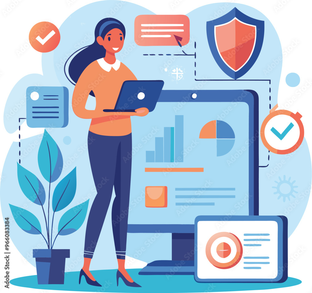 Data protection. Data security and privacy and internet security, flat vector modern illustration