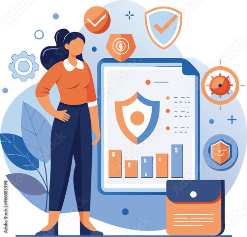 Obraz na płótnie Data protection. Data security and privacy and internet security, flat vector modern illustration w salonie