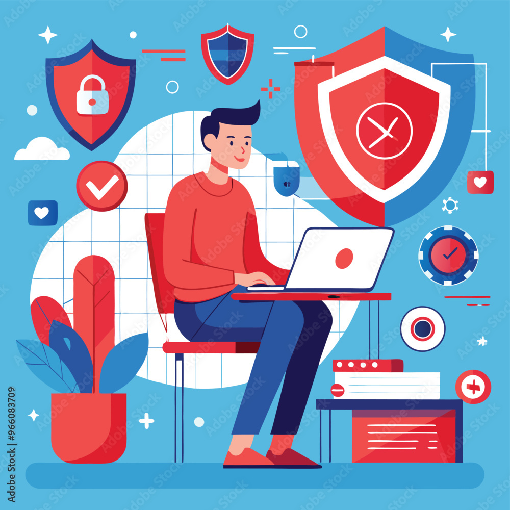 Data protection. Data security and privacy and internet security, flat vector modern illustration