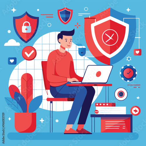 Obraz na płótnie Data protection. Data security and privacy and internet security, flat vector modern illustration w salonie