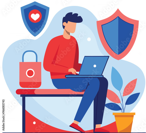 Obraz na płótnie Data protection. Data security and privacy and internet security, flat vector modern illustration w salonie