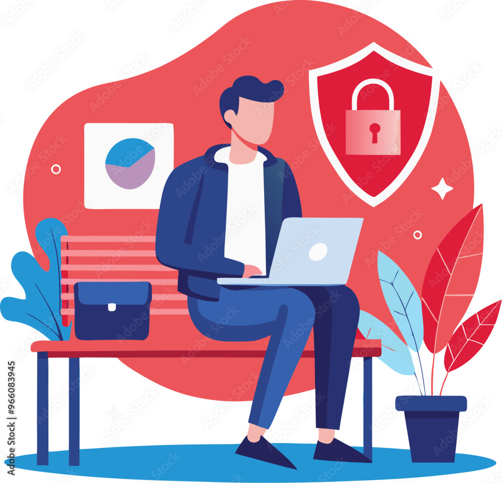 Data protection. Data security and privacy and internet security, flat vector modern illustration
