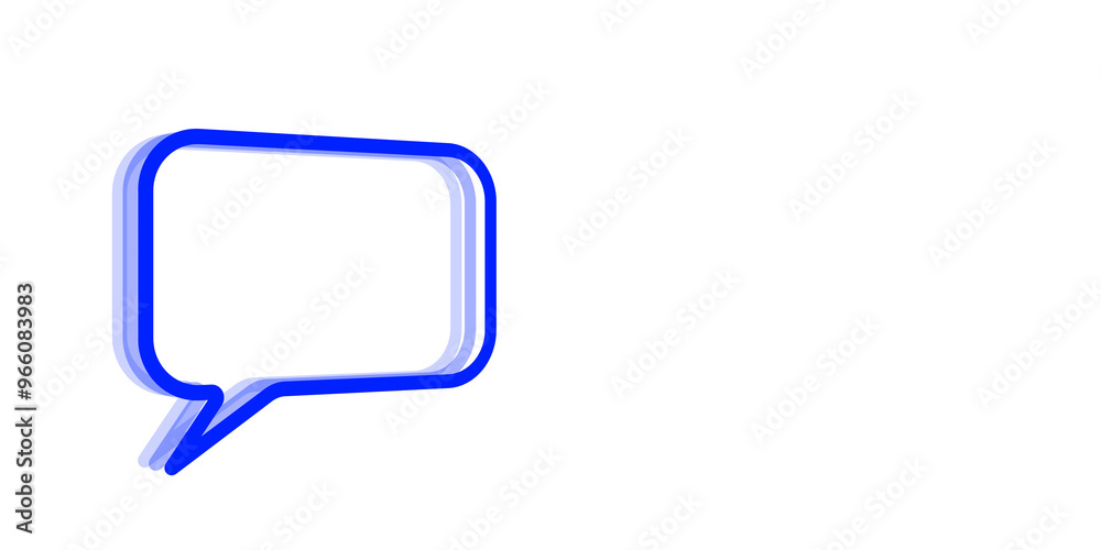3D rendering of a blue speech bubble icon, isolated on a white background. Clean and minimalistic layout, suitable for communication concepts 3D rendering of a blue speech bubble icon, isolated on a white background. Clean and minimalistic layout, suitable for communication concepts