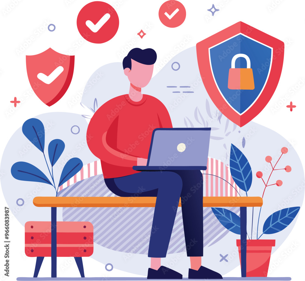 Data protection. Data security and privacy and internet security, flat vector modern illustration