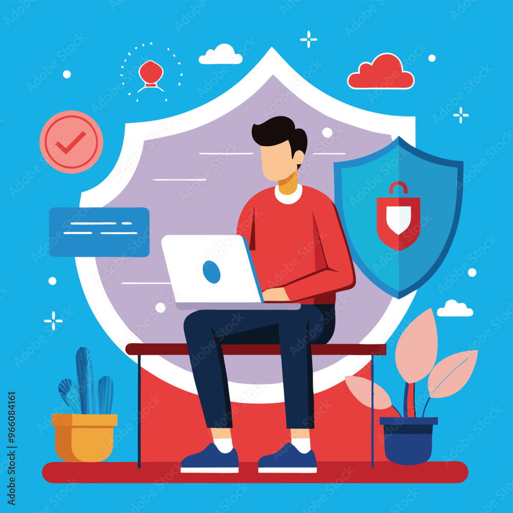 Data protection. Data security and privacy and internet security, flat vector modern illustration