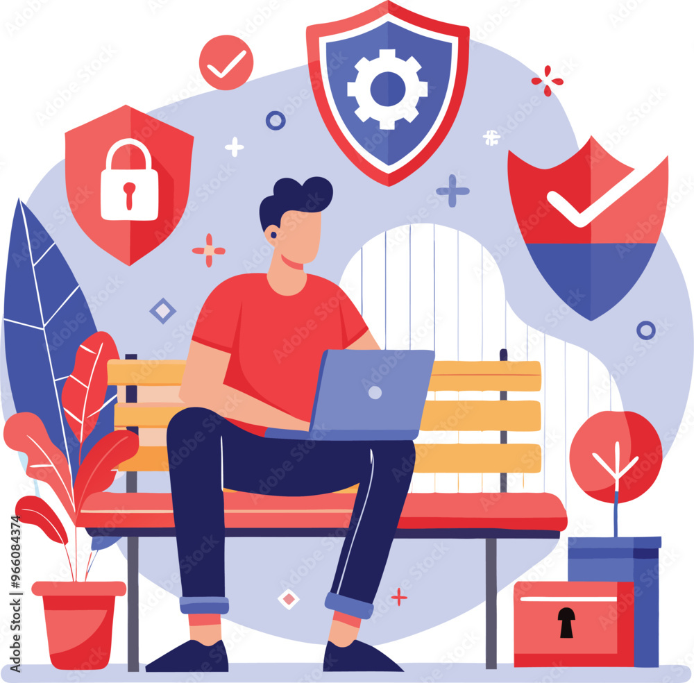 Data protection. Data security and privacy and internet security, flat vector modern illustration