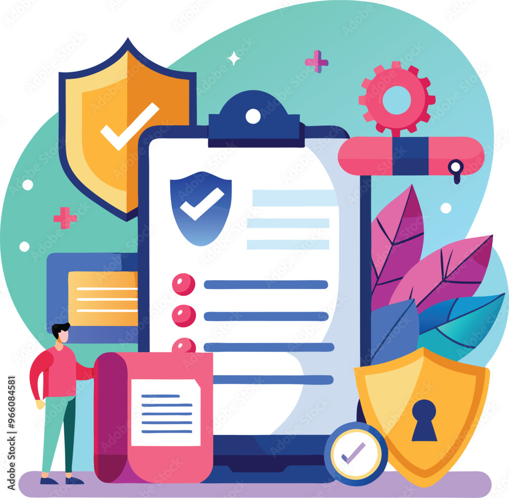 Data protection. Data security and privacy and internet security, flat vector modern illustration