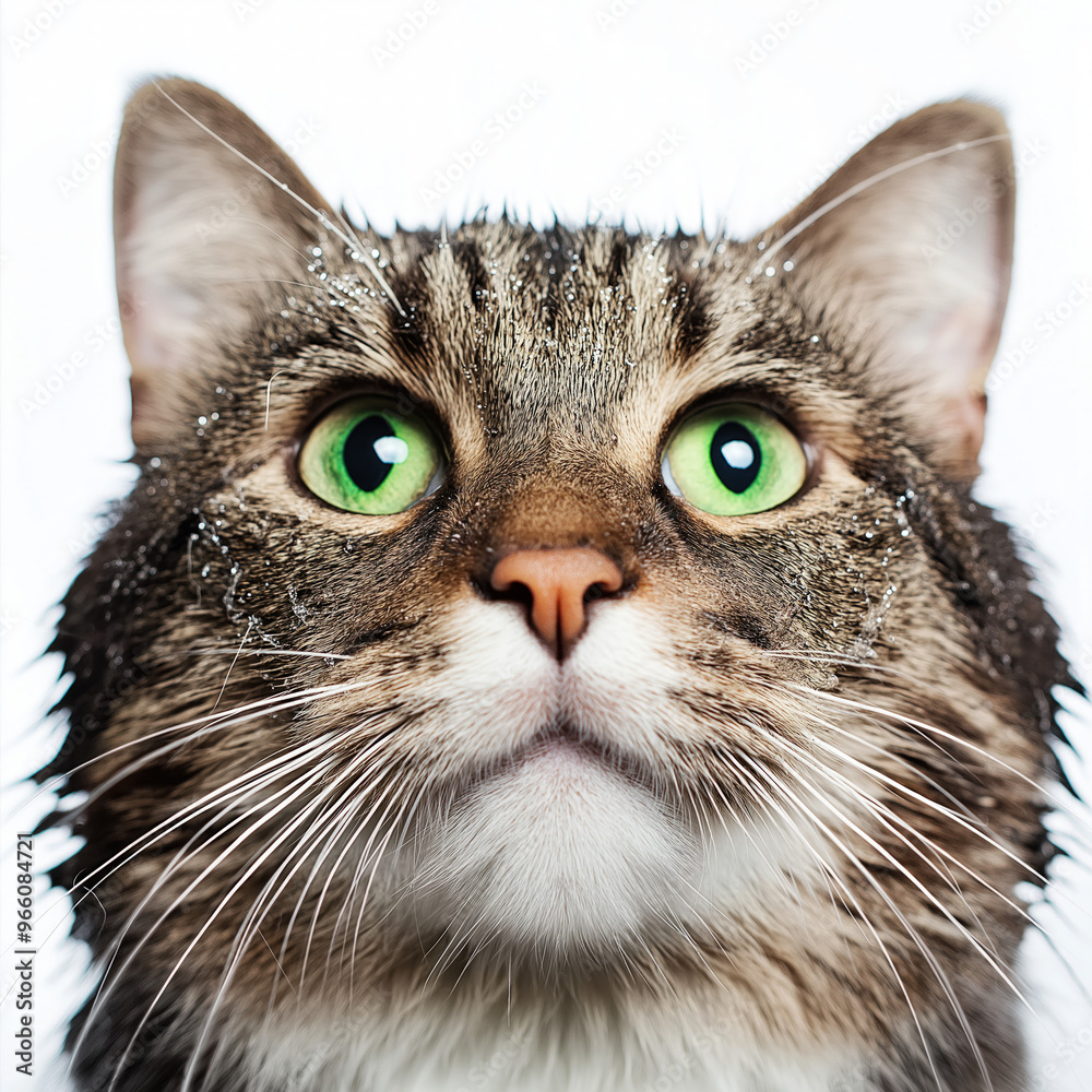 Fototapeta premium Wet Cat Isolated