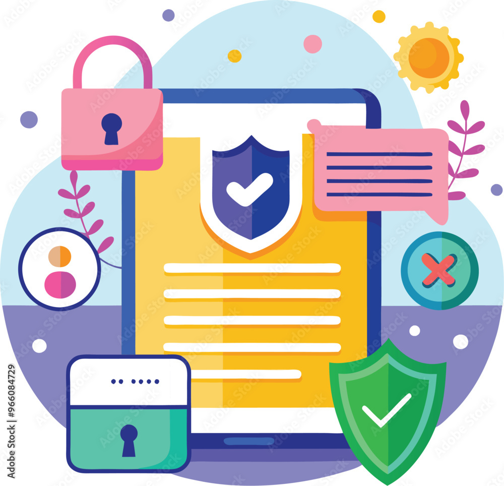 Data protection. Data security and privacy and internet security, flat vector modern illustration