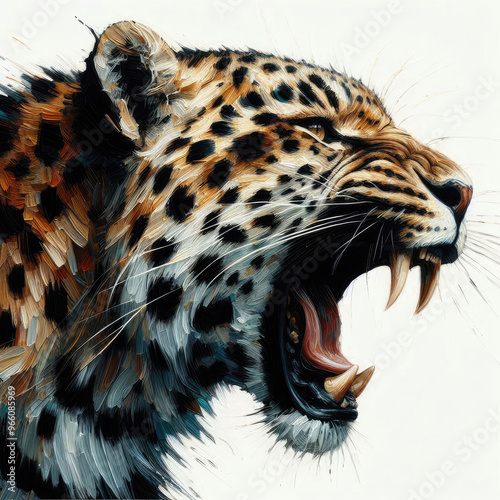 illustration painting of leopard head photo