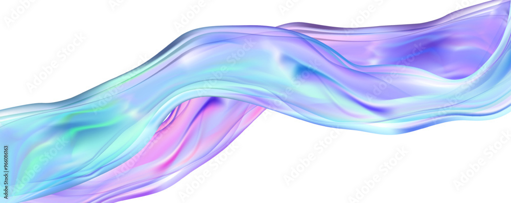 Fototapeta premium Abstract holographic wave.Flow iridescent fluid.Dynamic spectrum ribbon.