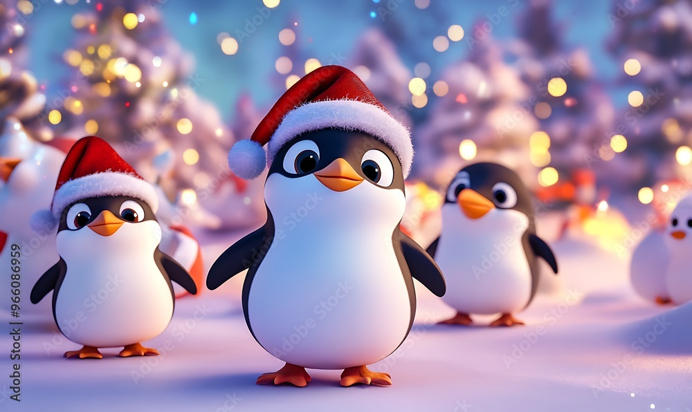 Adorable penguin in Santa hat ready to celebrate Christmas, embodying the spirit of holiday joy and festive cheer in a playful and charming design Adorable penguin in Santa hat ready to celebrate Christmas, embodying the spirit of holiday joy and festive cheer in a playful and charming design