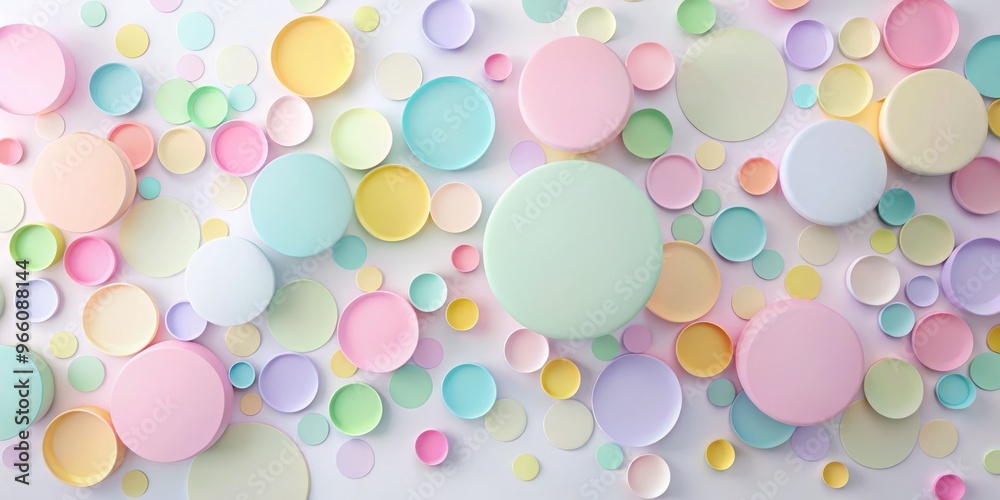A Series Of Pastel-Colored Circles Of Varying Sizes And Opacities Overlap And Intersect Against A White Background. A Series Of Pastel-Colored Circles Of Varying Sizes And Opacities Overlap And Intersect Against A White Background.