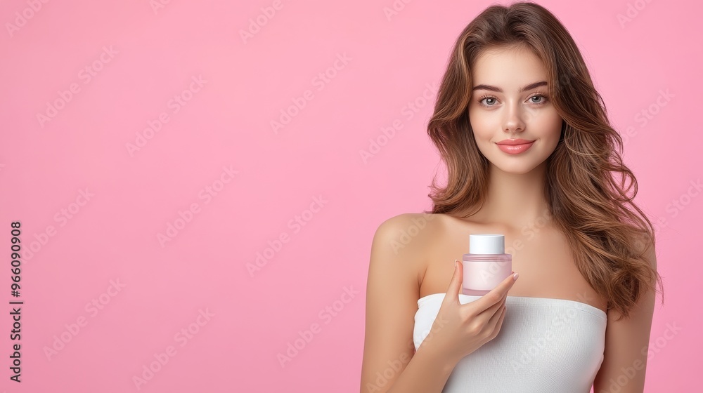 Graceful Model Poses with Beauty Product in Captivating Photoshoot Graceful Model Poses with Beauty Product in Captivating Photoshoot