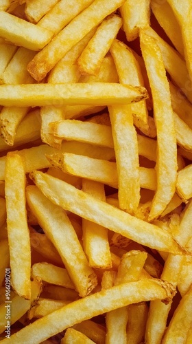 Golden French fries perfectly piled for snack lovers. photo