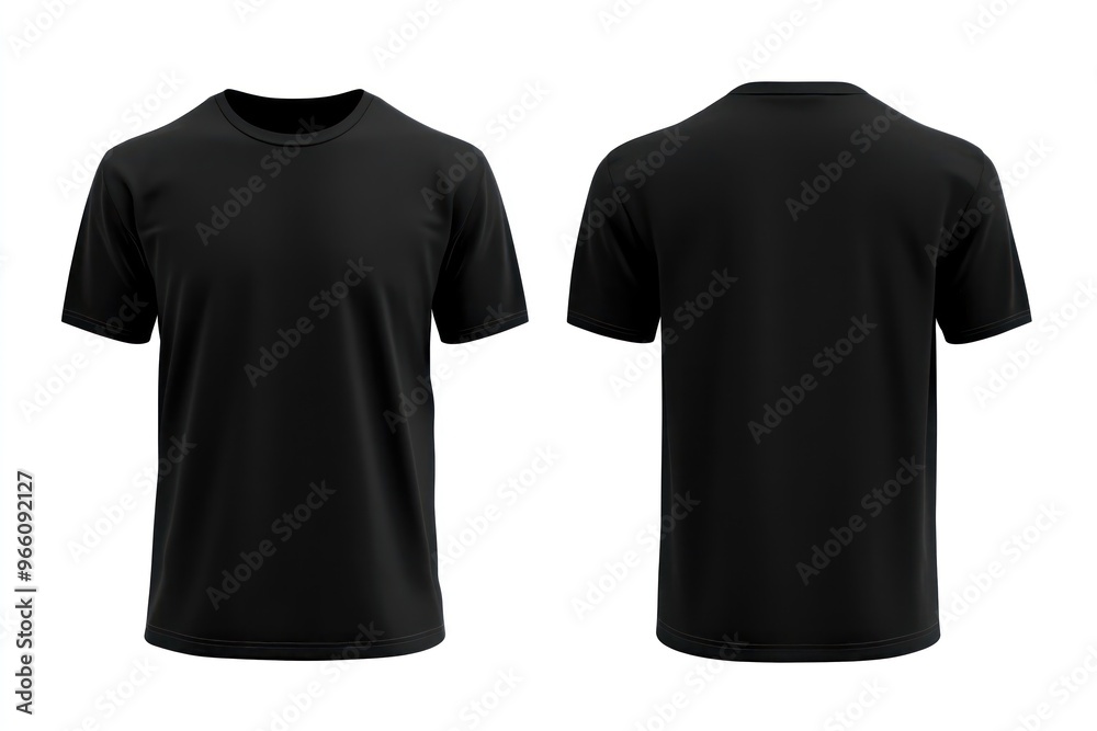 Minimalist black t-shirt front and back view mockup.