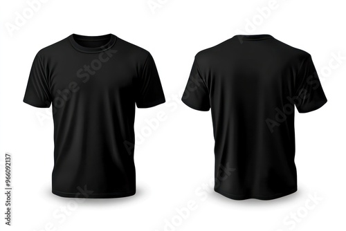 Black short-sleeve t-shirt front and back mockup image.