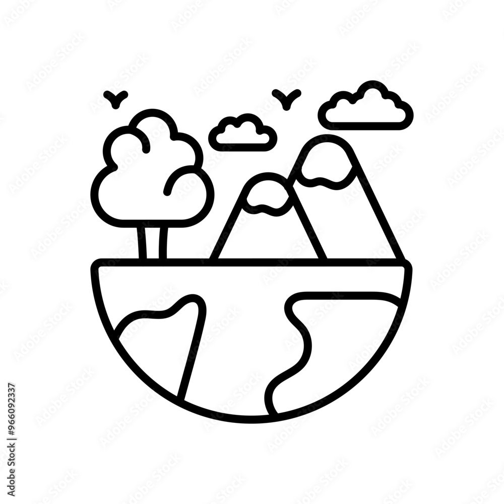 Land Space Outline Icon, Vector illustration Land Space Outline Icon, Vector illustration