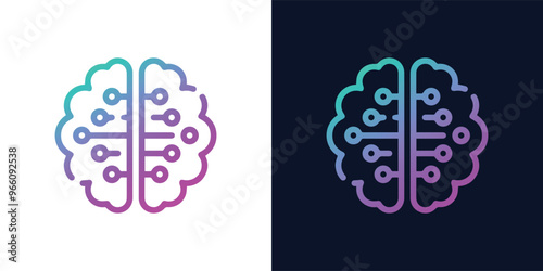 Artificial Intelligence AI Chip in Human Brain Creative vector illustration. Big data, technology, AI, data transfer, data flow, generative ai, large language model, ai brain background
