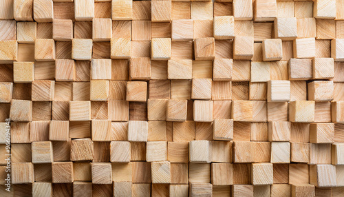 Wallpaper Mural Texture of many wooden cubes. Natural material for backdrop. Torontodigital.ca